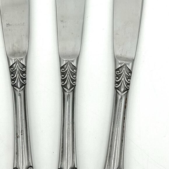 Voisin (Stainless)by CONTINENTAL SILVER Set Of 4 Dinner Knives Floral 8 7/8 inch - Picture 4 of 7